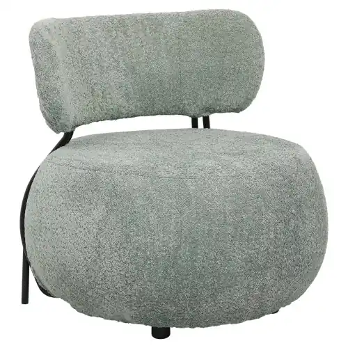 RUNDER SESSEL MIT PISTAZIEN GRÜNEM BOUCLE-STOFF 79x78,5x76Hcm Abverkauf