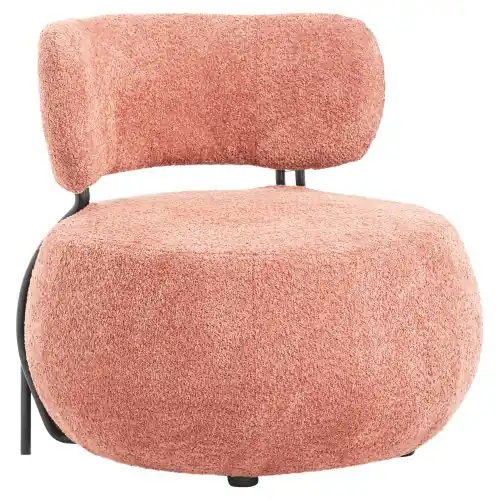 Nur Für Kurze Zeit RUNDER SESSEL PINK BOUCLE-STOFF 79x78,5x76Hcm