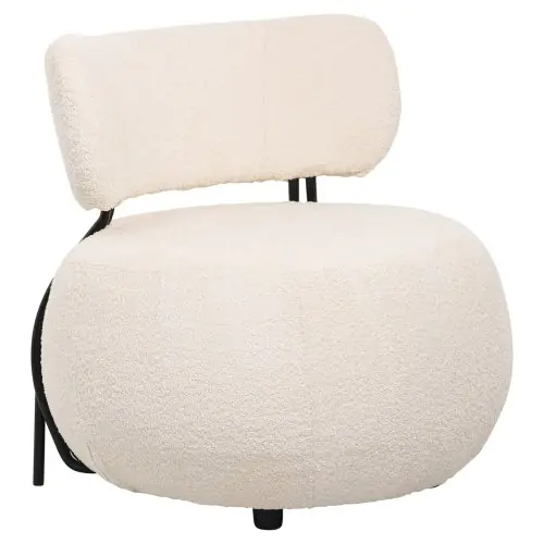 RUNDER SESSEL EKRU BOUCLE-STOFF 79x78,5x76Hcm Ausverkauf
