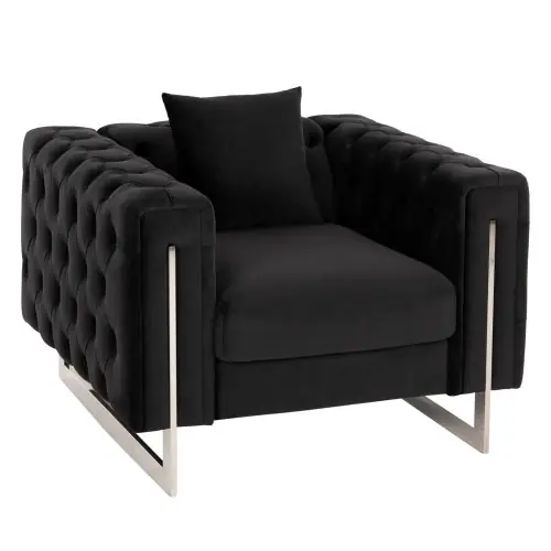 Super-Preis SESSEL t.CHESTERFIELD MOBAR SAMT SCHWARZ-METALLBEINE 99x86,5x77Hcm