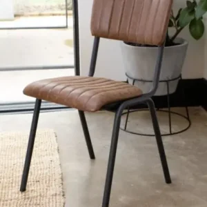 Polsterstuhl "Victor P" aus Metallgestell und Polster Rücken in braun Sonderangebot