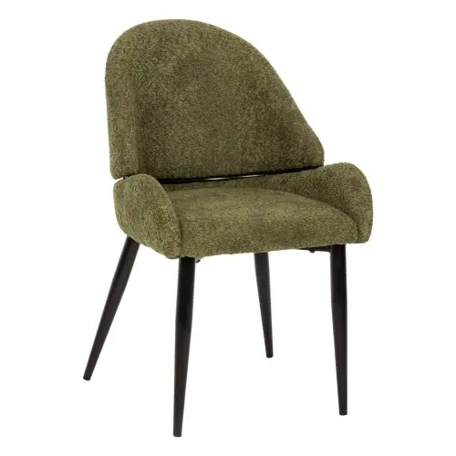 STUHL SARKY STOFF BOUCLE GRÜN MIT METALLBEINEN 55x62x89cm Sale