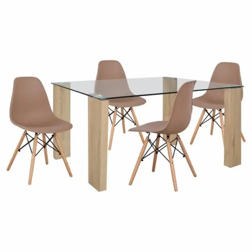 Esszimmer Set (5-teilig) Stühle in Cappuccino 140x80x75 Jetzt Bestellen