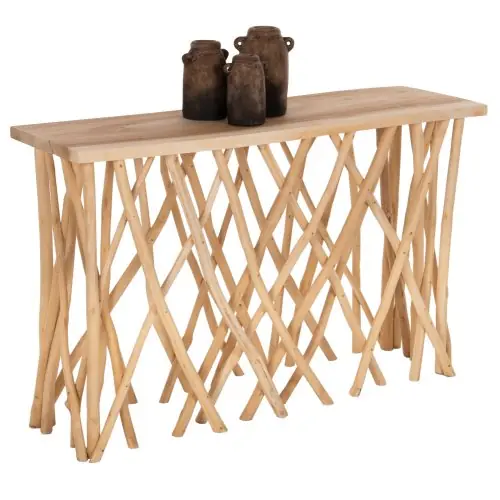 Neue Kollektion KRANT-KONSOLE IN TEAK-ZWEIGEN IM RUSTIKALEN STIL & 3 cm. OBERFLÄCHE 121X36X75 cm
