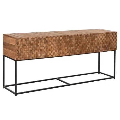 Bestpreis KONSOLE MIT SCHUBLADEN JORDI TEAKHOLZ IN NATURSCHWARZEM METALLGESTELL 180x43x79Hcm