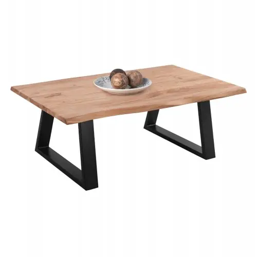 WOHNZIMMERTISCH "SOFIA SLIM" MASSIVES AKAZIENHOLZ 115X65X41cm Neu