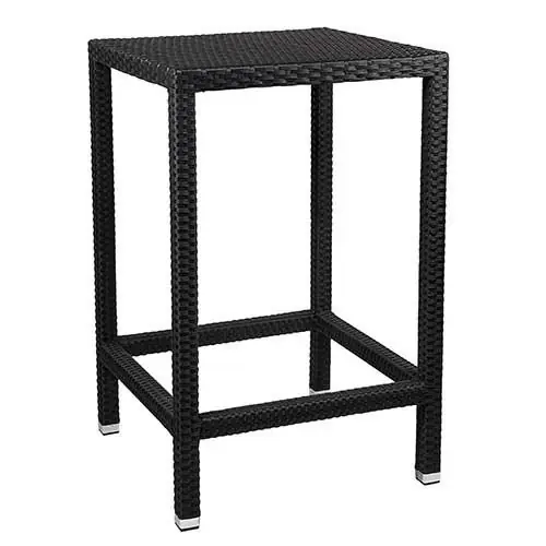 Online Kaufen Bartisch "Mezza" aus Aluminium und PE Geflecht in dunkelbraun W70xD70xH110cm