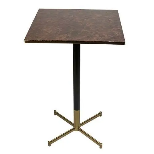 Bistro Bartisch "Frame" 70x70 cm aus braunem Marmor Epoxy und Metallrahmen Ausverkauf