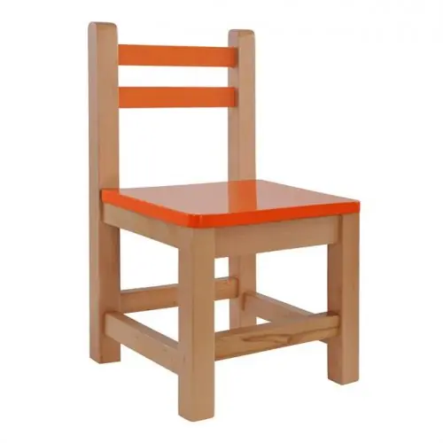 Jetzt Kaufen Kinderstuhl in orange mit natürlichem Bein
