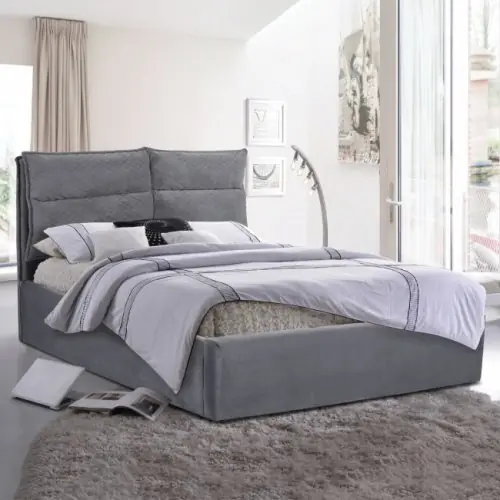 ROYALTY BETT AUS GRAU SAMT 160Χ200 cm Billig