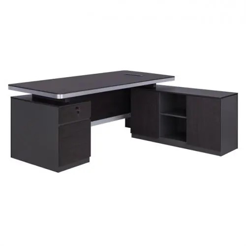 Professioneller Bürotisch Rosewood "RECHTS" aus hochwertigem Melamin in Grau- und Wengefarbton (180x160x76 cm) Kracherpreis