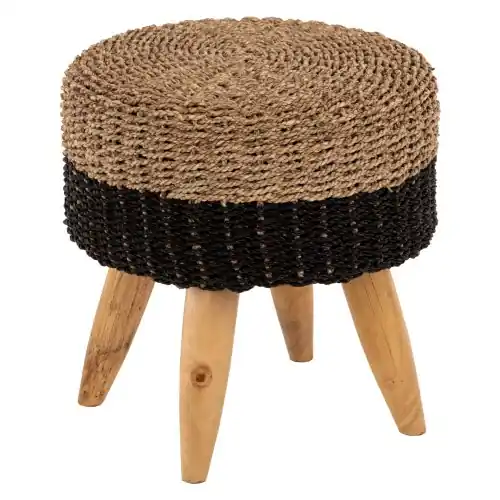 Mega-Angebot HOCKER TEAKHOLZ UND SEEGRAS-RUSH IN NATUR & SCHWARZ Φ43x45Hcm
