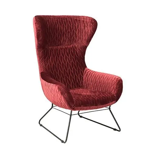 Knallerangebot Sessel "Megan" aus rotem Samt und Metallfüßen