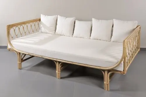 Aliki-Sofa mit natürlicher Rattan-Rückenlehne Ausverkauf
