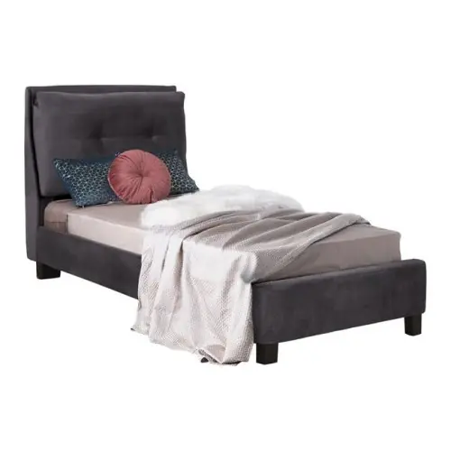 Neue Kollektion RILEY BETT MIT GRAUEM SAMTSTOFF 222x99x106 cm