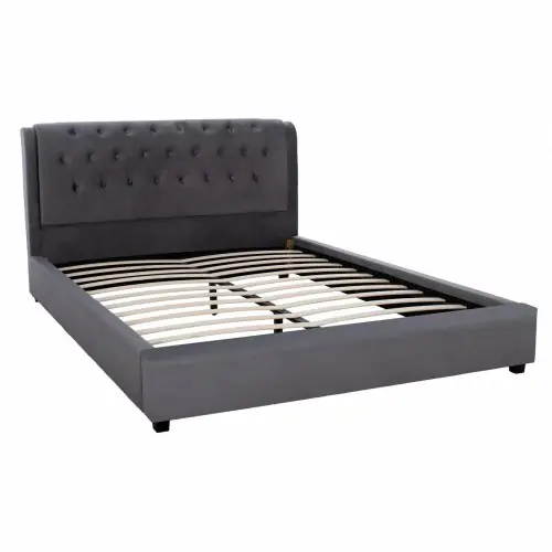 Knallerangebot BETT "ODALYS" 150X200 cm AUS SAMT IN GRAU 164x223x100 cm