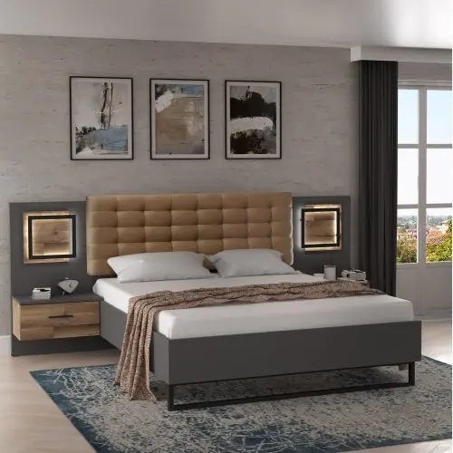 CLAVE BETT MIT INTEGRIERTEN NACHTBETT & LED FÜR MATRATZE 160X200 cm. Preis Gesenkt