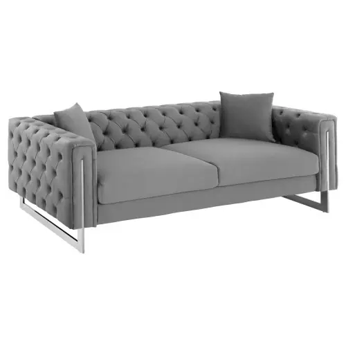 Must-Have SOFA 3-SITZER t.CHESTERFIELD MOBAR GRAU SAMT-METALLBEINE 212x87x68H cm