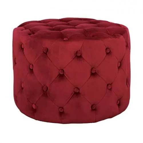 Ottoman aus roter Samt "Kassie" Chesterfield style Markenprodukt