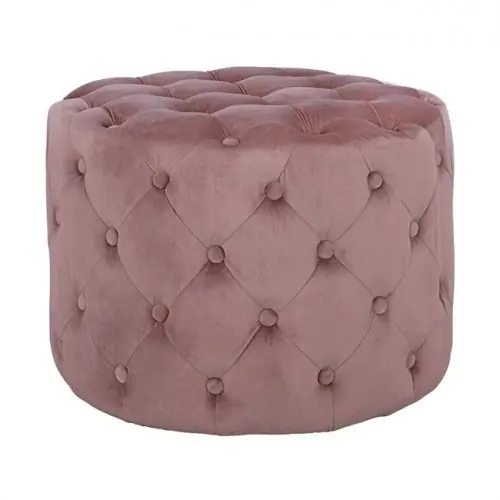 Ottoman aus rosé Samt "Kassie" Chesterfield style Super-Preis