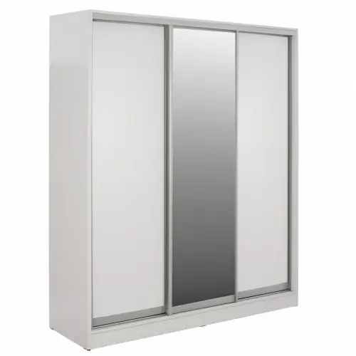 ADLER SCHIEBESCHRANK AUS MELAMIN WEIß MIT SPIEGEL 3 FLÜGELIG WW2461.03 183x60x220 cm Online Kaufen