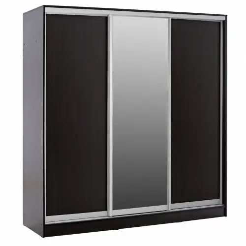 Letzte Chance ADLER SCHIEBESCHRANK AUS MELAMIN WENGE MIT 3-FLÜGELIGEM SPIEGEL WW2461.02 183x60x220 cm