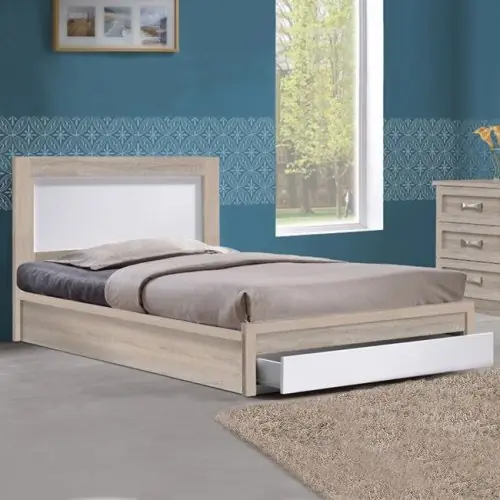 Geprüft Bett "Melany" mit 1 Schublade in Sonama/Weiß110x190 WW323.02