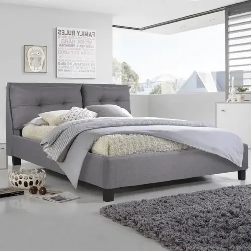 Bett "Billie" aus grauem Stoff 160x200 WW551.05 Nur Für Kurze Zeit