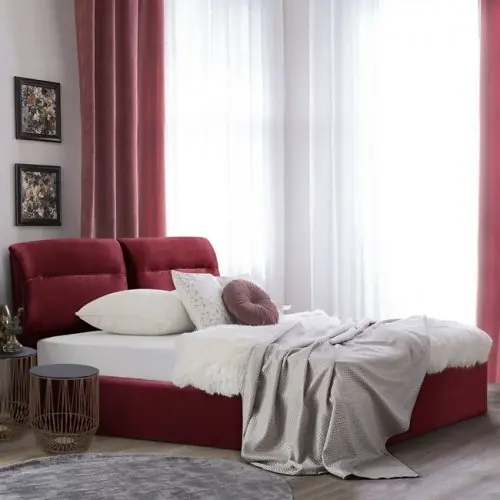 Begrenztes Angebot Bett "Kendra" aus rotem Samt und Stauraum 160x200 WW565.06