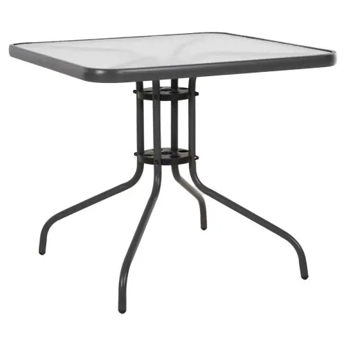 Kracherpreis OUTDOOR-TISCH QUADRATISCH FIGO GRAU METALL-GLAS TISCHPLATTE 80Χ80Χ71Hcm