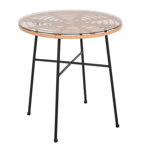 ESSZIMMERTISCH, RUND, ALLEGRA, SCHWARZ, METALL-PE-RATTAN, IN NATUR, Φ70x74Hcm Direktkauf