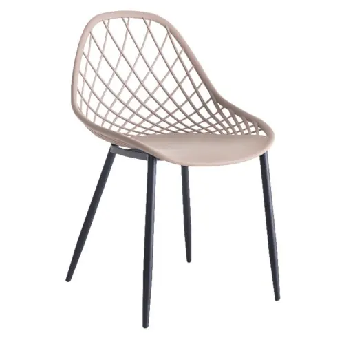 STUHL POLYPROPYLEN IN CAPPUCCINO MIT SCHWARZEN METALLBEINEN 52x53x82 cm Neu