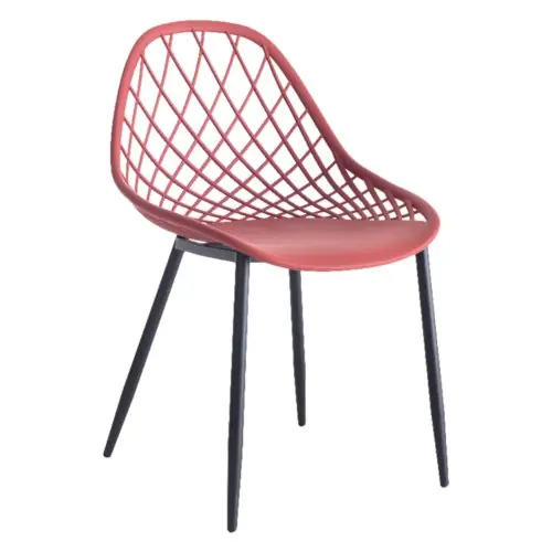 STUHL POLYPROPYLEN IN ROT MIT SCHWARZEN METALLBEINEN 52x53x82 cm Preiswert
