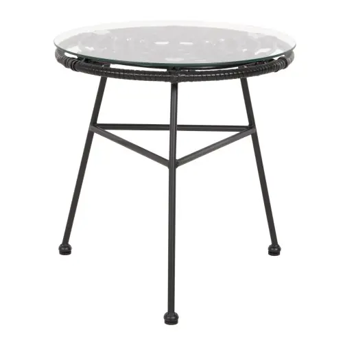 BEISTELLTISCH, RUND, SCHWARZ, METALL, ALLEGRA, SCHWARZES KORB-GLAS, Φ45x46Hcm Knallerangebot