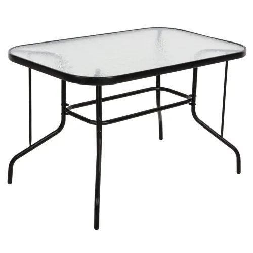 TISCH ADAM SCHWARZ METALLIC MIT GLASOBERFLÄCHE 120X70X70cm Neuheit