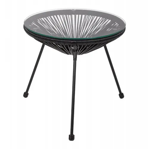 Ausverkauf ALLEGRA BEISTELLTISCH AUS METALL SCHWARZ RATTAN SCHWARZ Φ47x45cm