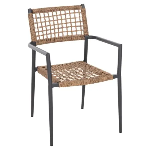SESSEL TRILAN ALUMINIUM IN ANTHRAZIT-KUNSTRATTAN IN NATUR 57x59x85Hcm Top-Seller