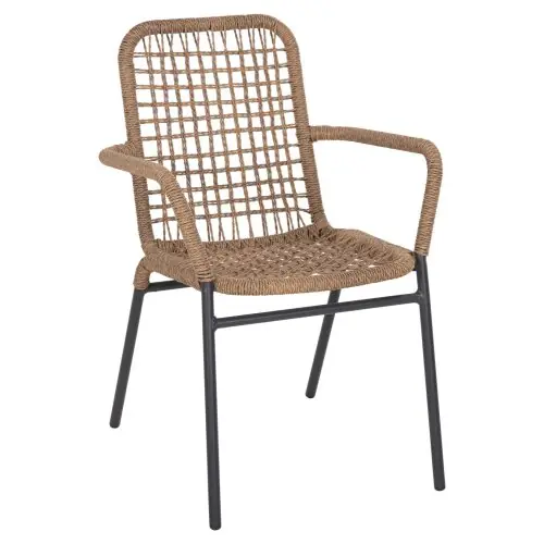 ALUMINIUMSESSEL ANTHRAZITGESTELL - BEIGES SYNTHETISCHES RATTAN 55,5x58x81Hcm Bestpreis