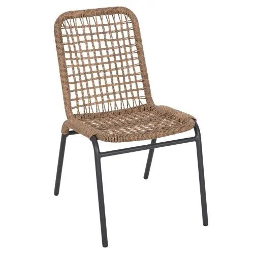 ALUMINIUMSTUHL ANTHRAZITGESTELL - BEIGES SYNTHETISCHES RATTAN 46x59x80Hcm Preis Gesenkt