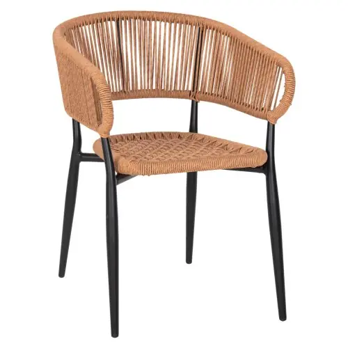 SESSEL ALUMINIUM SCHWARZ-SYNTHETISCHES RATTAN BEIGE 55,5x63,5x78Hcm Letzte Chance