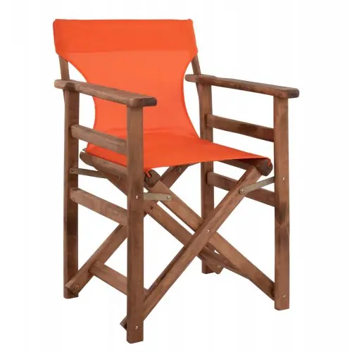 Sessel Direktor LIMNOS aus Walnuss und Textilene in Farbe orange Preis Gesenkt