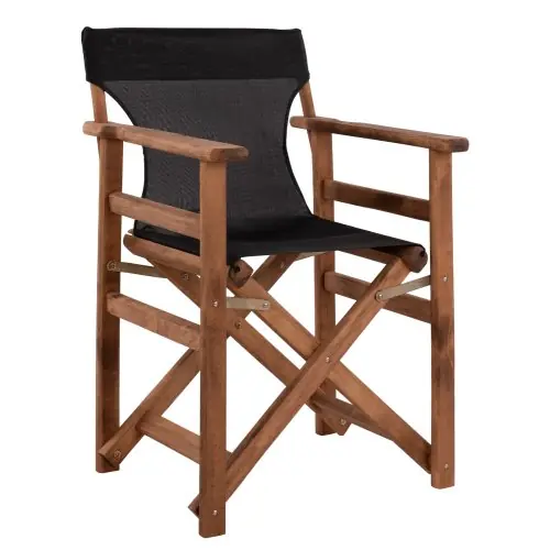 Sessel Direktor LIMNOS aus Walnuss und Textilene in Farbe Schwarz Must-Have