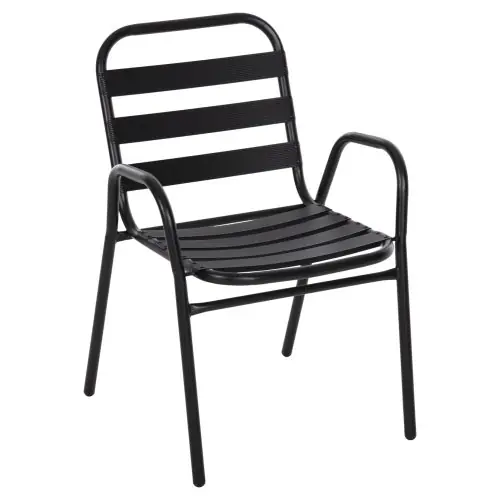 STUHL METALLGESTELL, SITZ UND RÜCKENLEHNE AUS ALUMINIUM, SCHWARZ, 54 x 56 x 79 Hcm Neue Kollektion