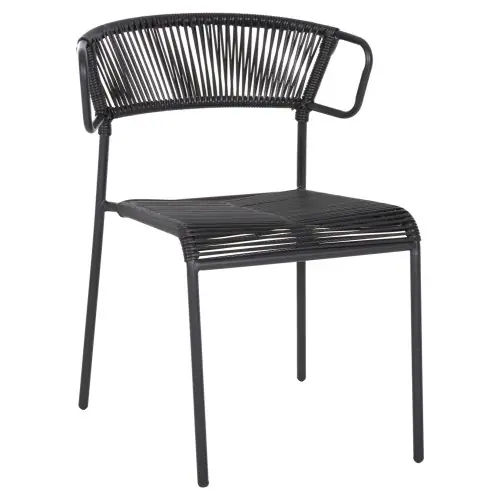 Highlight STUHL METALL UND SYNTHETISCHES RATTAN IN SCHWARZER FARBE 54x62x80Hcm