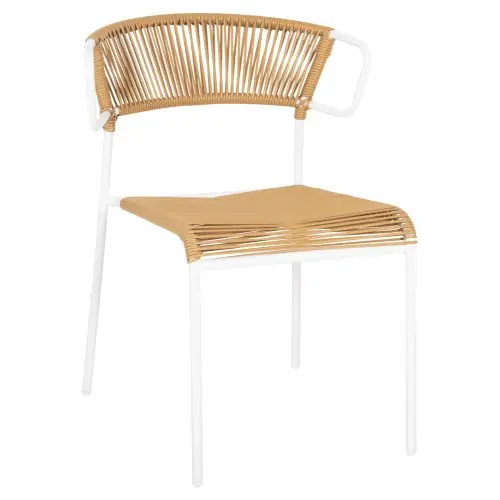 Sichere Zahlung STUHL METALL IN WEISS UND SYNTHETISCHES RATTAN IN NATÜRLICHER FARBE 54x62x80Hcm