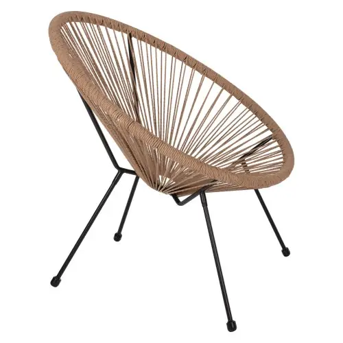 Letzte Chance ACAPULCO SESSEL T. FOLIA SCHWARZES METALL MIT GEDREHTEM GEWEBE 70x73x79 cm