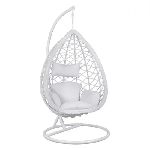 Highlight HÄNGENDES SESSELNEST MIT WEISSEM WICKER & KISSEN 105Χ195Υ cm