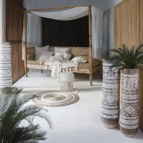 Daybed "SOLO" mit Bedeckung aus Teakholz, 230 x 94 x 220 cm Echt
