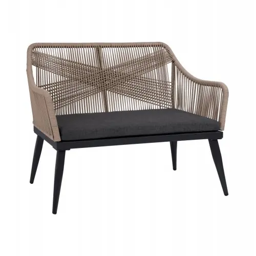 Sofa 2-Sitzer Aluminium Bambus-Optik mit Seil Beige 122x60x89 cm Markenprodukt