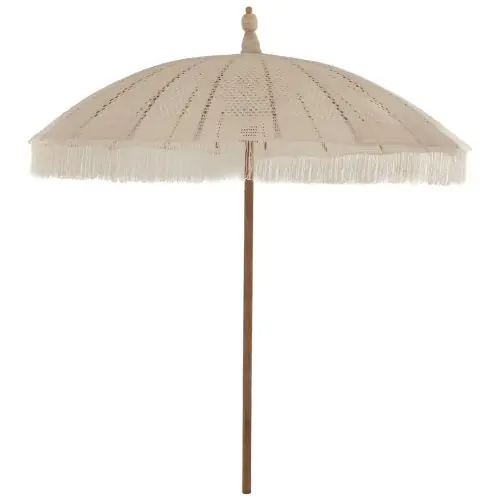 Sonnenschirm mit Ekru-Makramee φ250 cm in Beige Wochenendangebot